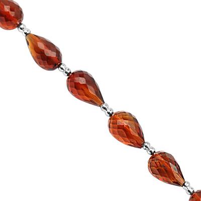 23cts Madeira Citrine Center Drill Graduated Faceted Drops Approx 6x4 to 9x7mm, 12cm Strand With Spacers.