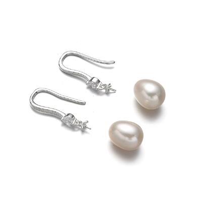 925 Sterling Silver Drop Earrings With Cubic Zirconia & Freshwater Pearls Approx 7-9mm 