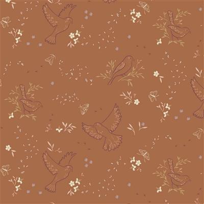 Lewis & Irene Presents Cassandra Connolly Meadowside Small Seeds Rust Fabric 0.5m