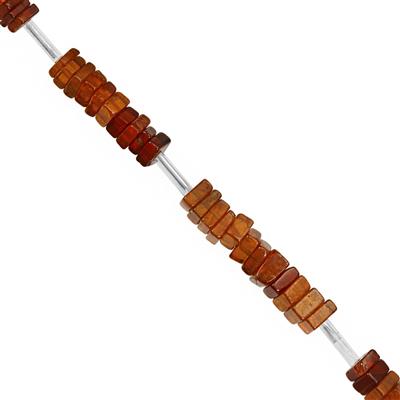 50cts Hessonite Garnet Smooth Square Approx 3 to 5mm, 20cm Strand With Spacers