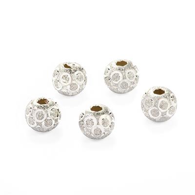 925 Sterling Silver Diamond Cut Spacer Beads, Approx 5mm, Pack of 5