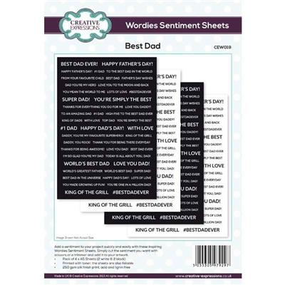 Creative Expressions Wordies Sentiment Sheets - Best Dad Pk 4 6 in x 8 in