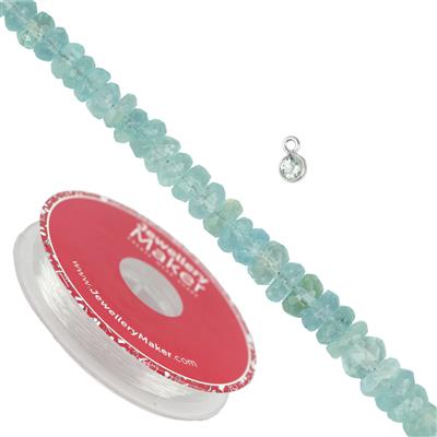 Aquamarine Faceted Roundelles & Charm Project With Instructions by Alison Tarry