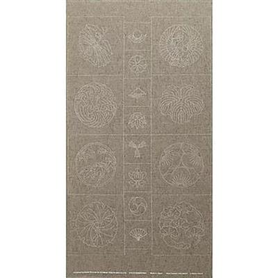 Sashiko Tsumugi Preprinted Kamon 19 Grey Fabric Panel 108x61cm 