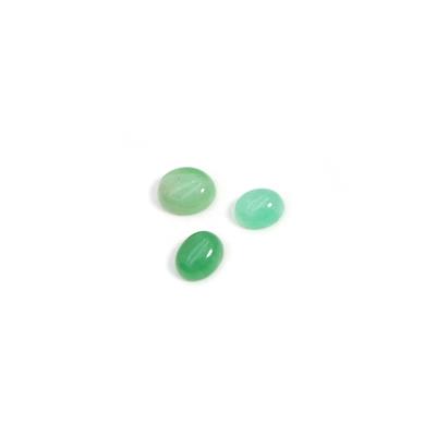 12cts Chrysoprase Oval Cabochons Approx 8x10 to 10x12mm, (Set Of 3)
