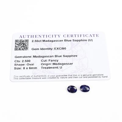 2.5cts Madagascan Blue Sapphire 8x6mm Fancy Pack of 2 (U)