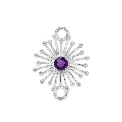 Willow & Tig Collection: 925 Sterling Silver Dandelion Connector Approx 21x16mm With Amethyst Detail