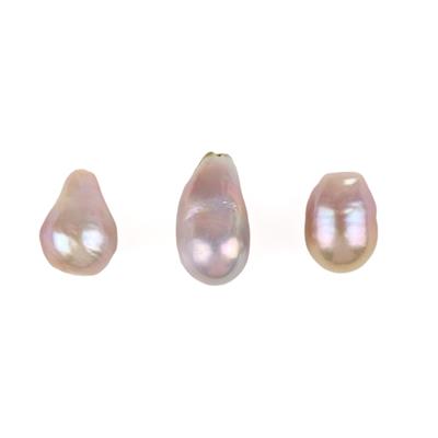 Natural Multicolour Freshwater Cultured Nucleated Ripple Pearls Approx 11-14mm, 3pcs 