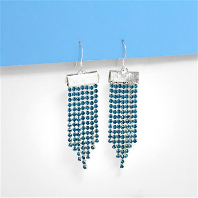 Silver Plated Base Metal Light Blue Cup Chain, 2x2mm, 1m