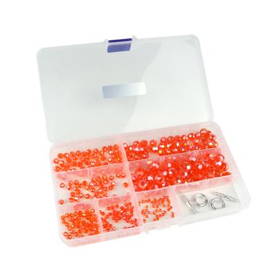 Faceted Glass Coral AB Beads Approx 3mm to 10mm, 350pc with 2 Detailed Toggle Clasps