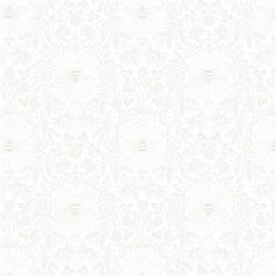 Lewis & Irene Tiny Tonals Collection Queen Bee White On White Fabric 0.5m