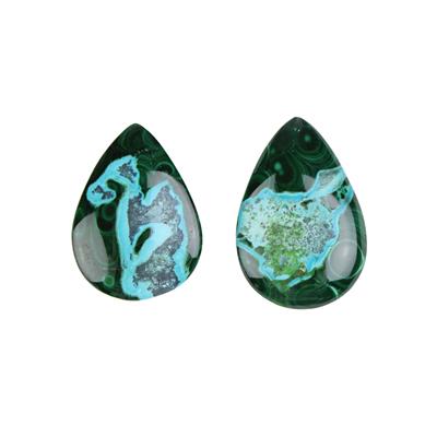 40cts Azurite Malachite Free Size Pear Cabochon Pack