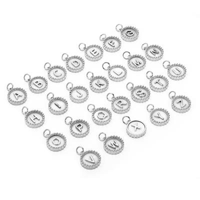 925 Sterling Silver Letter Mother of Pearl Charms with Beaded Mount, Approx 15mm