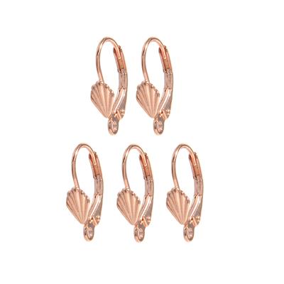 Rose Gold 925 Sterling Silver Shell Style Leverback Earrings, 3 Pairs
