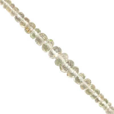 10cts Hyalite Opal Faceted Rondelles Approx 3x1 to 6x2mm, 8cm Strand
