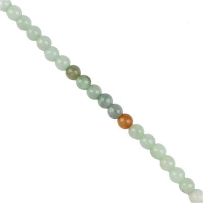 140cts Type A Light Green & Multicolour Jadeite Plain Rounds Approx 5mm, 50cm Strand