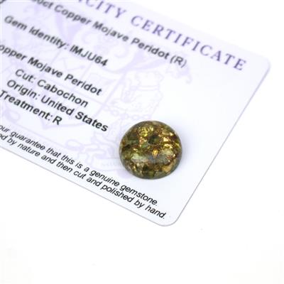 9.5cts Copper Mojave Peridot 15x15mm Round  (R)