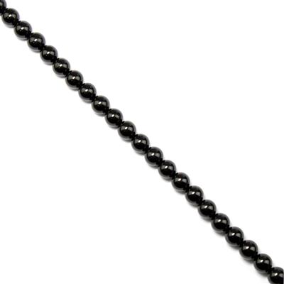 130cts Black Spinel Plain Rounds, Approx 6mm, 38cm strand	