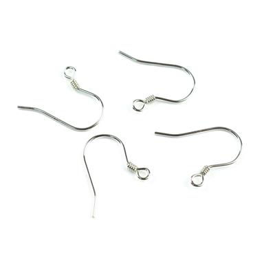 JM Essential 925 Sterling Silver Shepherds Hooks With Loops Approx 15mm, 2 pairs