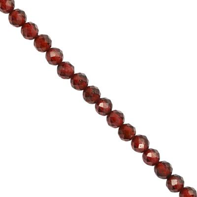 28cts Rajasthan Garnet Faceted Rounds Approx 3mm, 30cm Strand