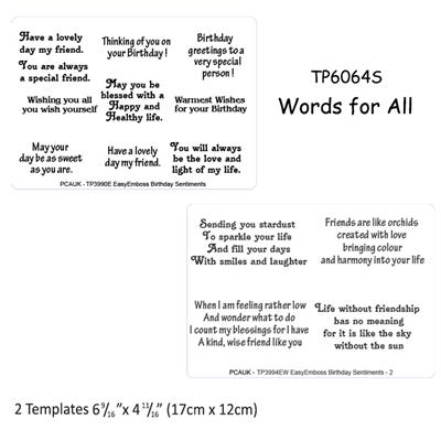 ParchCraft Australia (UK) - Words for All - Template Set, 2 Small Templates each with Sentiments and Verses 