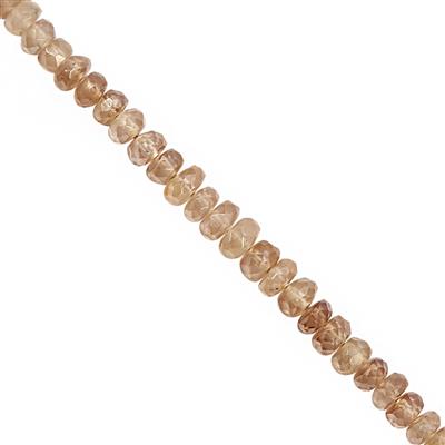 42cts Champagne Zircon Graduated Faceted Rondelle Approx 3x2 to 5.5x3mm, 19cm Strand with Spacers