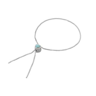 925 Sterling Silver 0.52cts Turquoise Heart Slider Bead with Box Chain Approx 25cm 