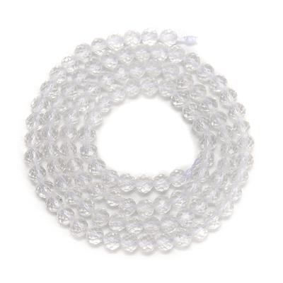 25cts Clear Quatz Faceted Rounds Approx 4mm, 38cm Strand