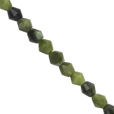 48cts Nephrite Jade Faceted Bicone Approx 5 to 7mm 19cm Strand With Spacers