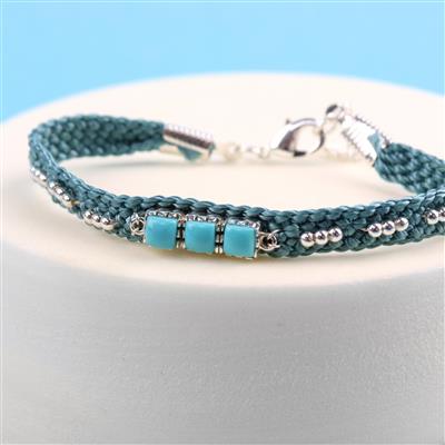 Sleeping Beauty - Sterling Silver Connectors Sleeping Beauty Turquoise, Spacer Beads, Cord