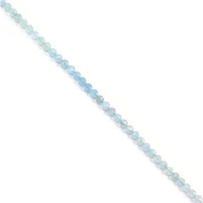40cts Aquamarine Faceted Rounds Approx 4.5mm, 38cm Strand