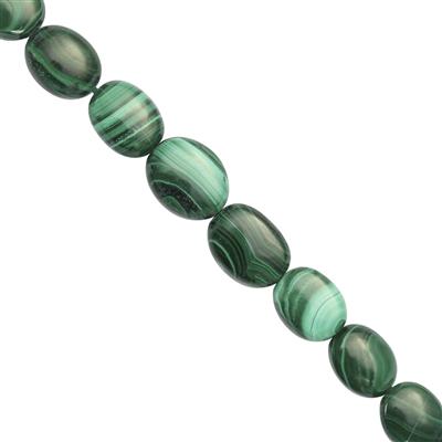 70cts Malachite Smooth Oval Approx 9x7 to 12x9mm 14cm Strand with Spacers