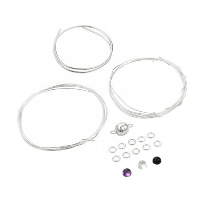 925 Sterling Silver, Amethyst, Rainbow Moonstone & Black Spinel, Wirework Project With Downloadable Instructions By Yvonne Froehlich