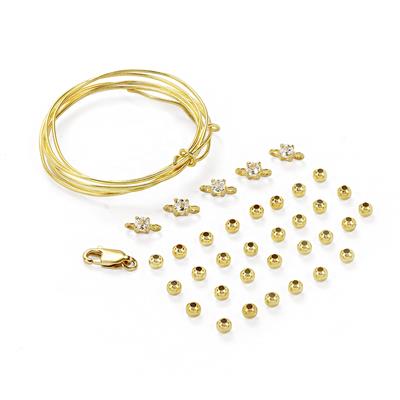 Gold Plated 925 Sterling Silver White Topaz and Spacer Bead Bracelet Project, 37pcs With Downloadable Instructions By Claire Macdonald