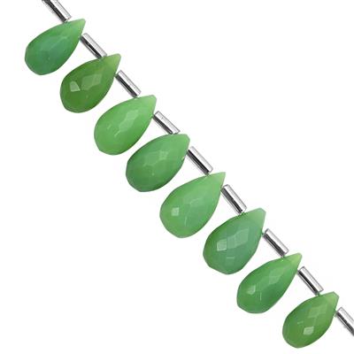 55cts Chrysoprase Faceted Drops Approx 9x5 to 13x7mm, 19cm Strand