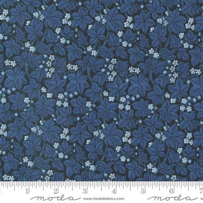 Moda Morris Meadow Collection Bramble Small Floral Leaf Kelmscott Blue Fabric 0.5m