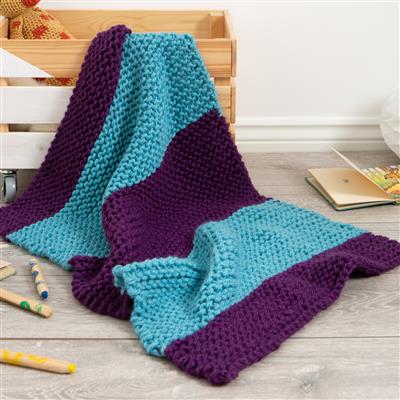 Wool Couture Multi Beginner Basics Children's Children's Stripy Blanket Knitting Kit With Free Knitting Needles Usually £8
