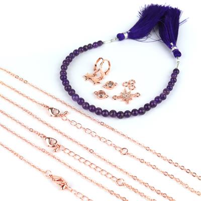 Starry Gaze! Amethyst Rounds with Sparkling Star Findings Kit