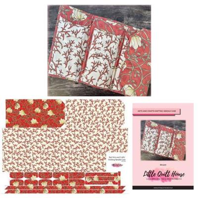 Amanda Little's Red Arts and Crafts Knitting Needle Case Kit: Instructions & Fabric Panel