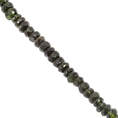 30cts Chrome Tourmaline Graduated Faceted Rondelle Approx 2.5x1 to 4.5x1.5mm, 19cm Strand