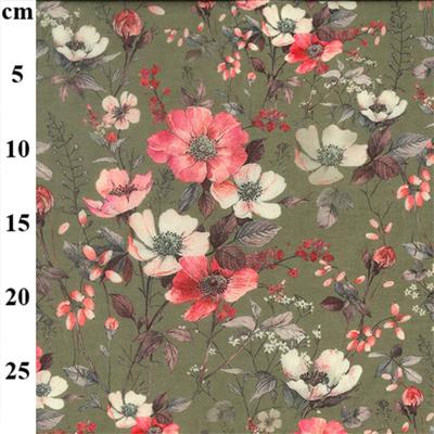 Digital Cotton Lawn Prints Green Floral Fabric 0.5m