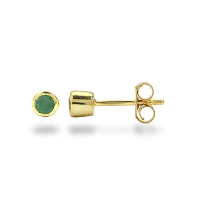 May Birthstone: Gold Plated 925 Sterling Silver Emerald Stud Earrings, Approx 14x5mm (1 pair)