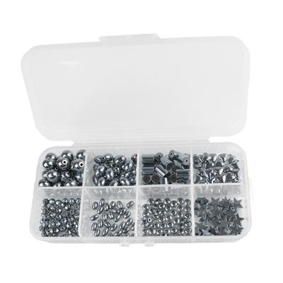 570cts Silver Coloured Hematite Bead Box (Approx 260 pcs)