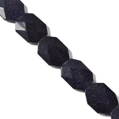 Blue Goldstone Faceted octagon Approx 25x32mm, 38cm Strand
