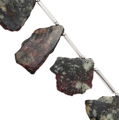44cts Eudialyte Side Drilled Flat Irregular Approx 13x10mm to 27x16mm 11cm Strand