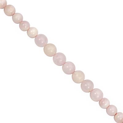 44cts Pink Calcite Graduated Smooth Round Approx 5 to 6mm, 20cm Strand