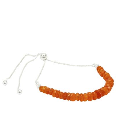 10cts Carnelian Faceted Rondelles Approx 3x1 to 5x2mm with 925 Sterling Silver Slider Bracelet 10inch 