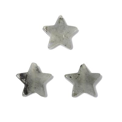 30cts 3x Labradorite Flat Stars, Approx 20mm with 2mm Drill Holes
