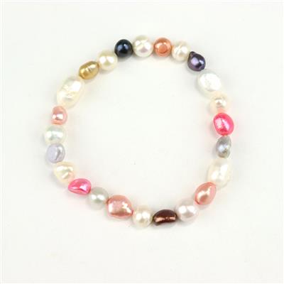 14th Birthday Mixed Colour Freshwater Pearl Bracelet, Approx 7in