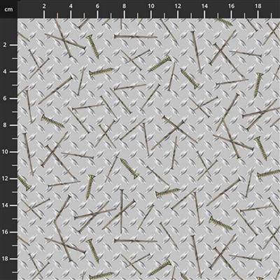 Henry Glass Man Cave Nail and Screw Fabric 0.5m
